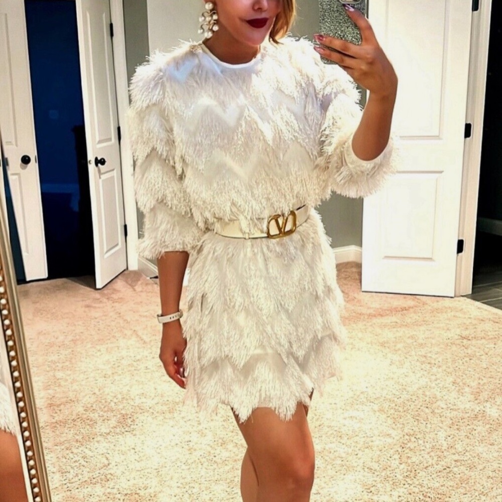 Anthropologie Fringe Shift Mini Dress